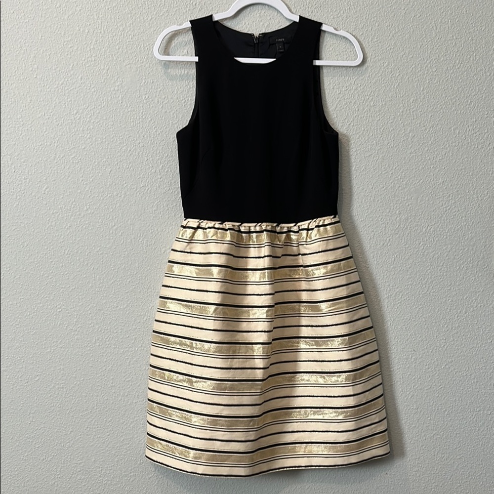 J. Crew Metallic Gold Stripe Dress 4